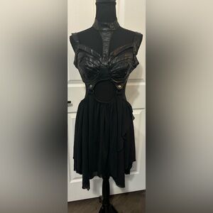 NWT Dolls Kill / Darker Wavs Black Tempo Convertible Handkerchief Dress